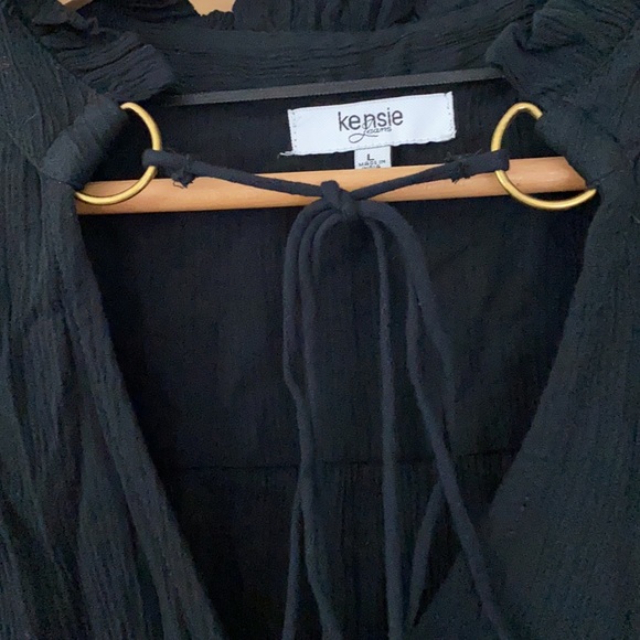 Kensie Jeans Black Shirt size L, Lovely Details - Picture 2 of 8